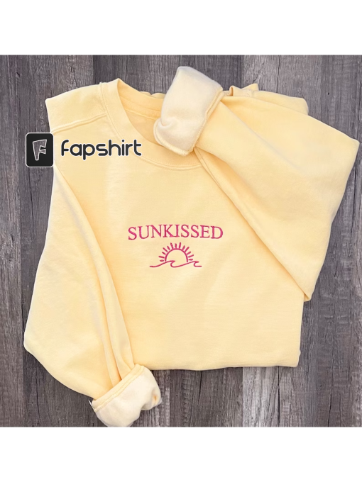 Sunkissed embroidered sweatshirt, trendy sweatshirt, sunkissed, boho shirt, gift for her