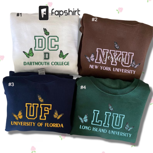 Custom University EMBROIDERED Sweatshirt, Varsity Embroidered Sweatshirt, University Sweater, College Logo Sweater, Custom Graduation Gift