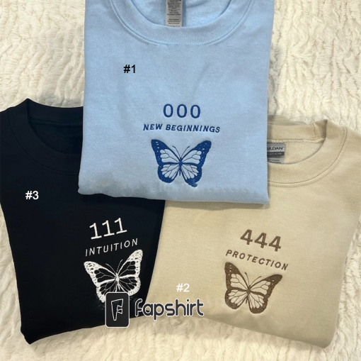 Butterfly Angel Numbers Embroidered Sweatshirt