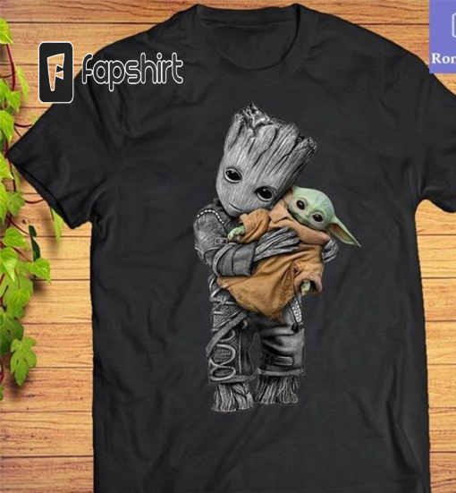 Baby Yoda and Baby Groot Water Reflection Master Yoda and Groot Crewneck Sweatshirt