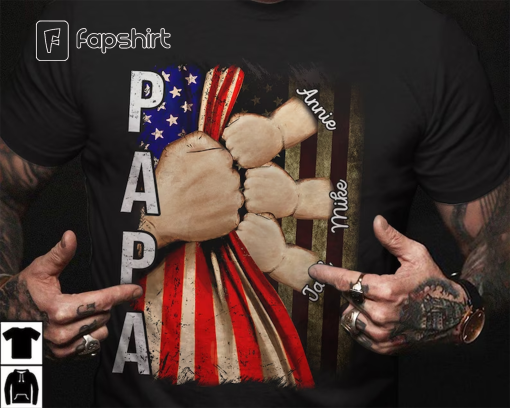 Personalized Papa Shirt, Fathers Day Gift, Fist Bump Shirt for Father, Gift for Grandpa, Shirt for Men, Fathers Day Shirt for Grandfather