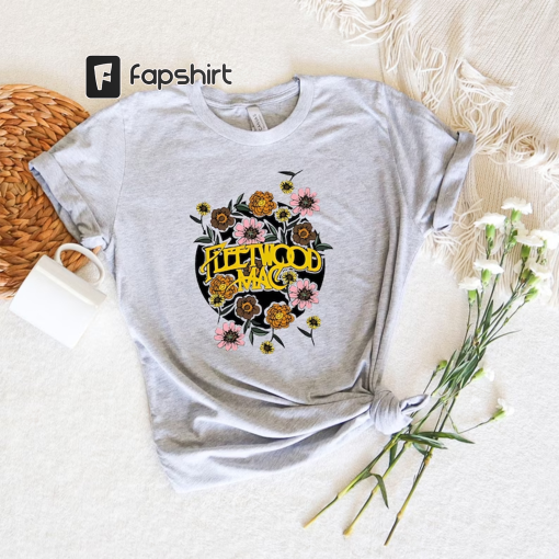 Fleetwood Mac Tshirt,Vintage Floral Retro Band Graphic Tee,Distressed Band Rock and Roll Shirt,Rock Band Sweatshirt,Unisex Music Lover Gifts