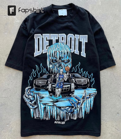 Warren Lotas x Detroit ” Motorcade ” T-shirt | NBA shirt, Detroit Pistons shirt, NBA vintage – UNISEX