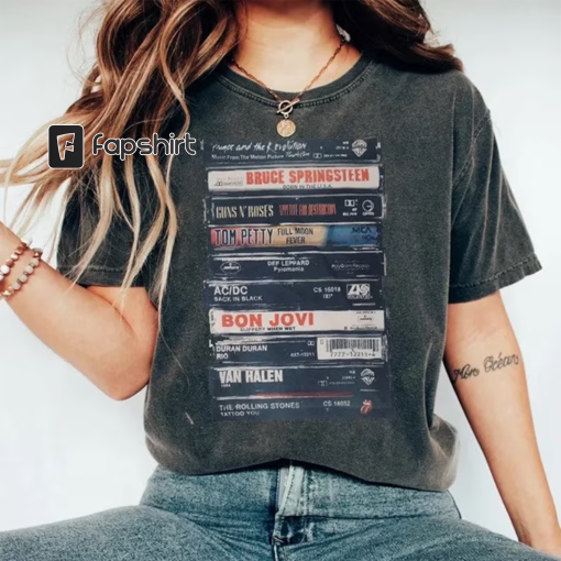 Rock Cassettes Tape Comfort Colors Printed T-Shirt, Rock Bands Shirt, Unisex tee, Vintage Feel, Graphic T-Shirt