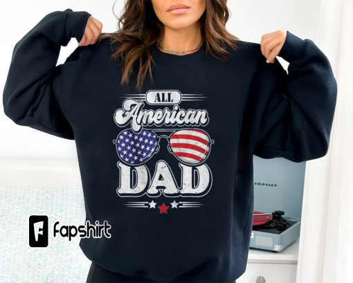 Marchstyle – All american Dad, US flag sunglasses for matching 4th of July T-Shirt, American flag sun glasses, Best Father’s Day Tshirt