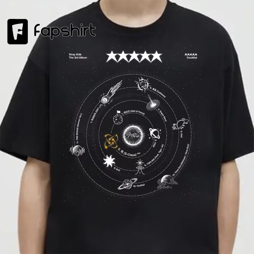 5 Star Stray Kids Tracklist Shirt, Bang Chan, Lee Know, Changbin, Hyunjin, Han, Felix, Seungmin,5-STAR New Album,S-Class 5 Star Unisex Shirt