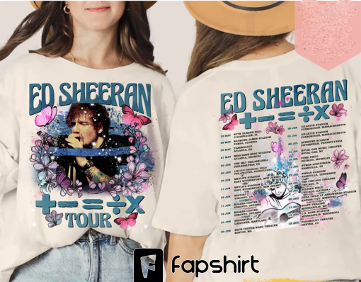 2 sides Butterfly E.D Sh.e.e.ran Mathematics tour 2023 shirts, E.d S.h.e.e.ran shirts, Tour 2023 shirt, US music tour shirt, Music concert