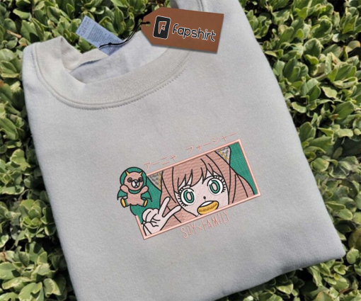 Anime Embroidered Sweatshirt, Any.a Embroidered Sweatshirt, Sp.y Family Anime Embroidered Sweatshirt, Best Anime Embroidered Crewneck