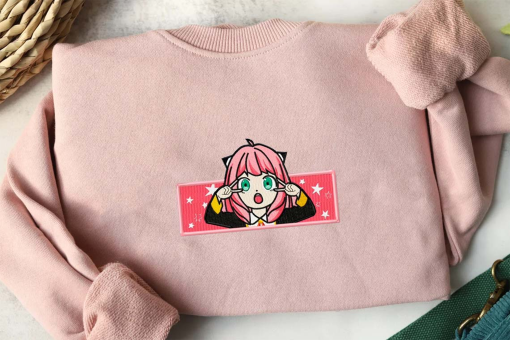 Anime Embroidered Sweatshirt, Anime Embroidered Crewneck, Custom Anime Embroidered Hoodie, Lovely Anime Gift, Embroidered