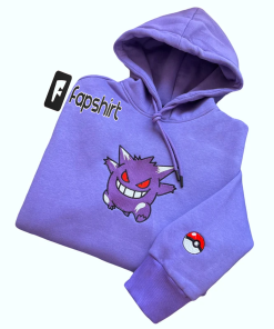 Pokemon Gengar Embroidered Hoodie; Pokemon Gengar embroidered…