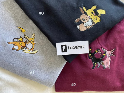 Pokemon Embroidered sweatshirt; Embroidered hoodie; Pokemon embroidery; Pokemon Hoodies; Pokemon sweatshirt;Anime & cartoon embroidery