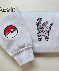 Sylveon Custom Embroidered Sweatshirt, Sylveon Embroidered Hoodie,…