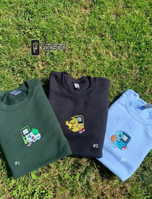 Vintage Gameboy Starters Embroidered Crewnecks