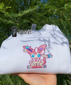 Sylveon Aesthetic Embroidered Sweatshirt, Modern Fairy Type…