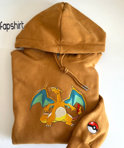 Pokemon Charizard Embroidered Hoodie; Pokemon embroidered sweatshirt;…