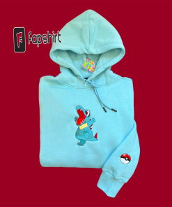 Pokemon Totodile Embroidered Hoodie; Pokemon embroidered sweatshirt;…