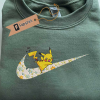 Dragon fox Swoosh NK Embroidery Shirt, Pokemo.n Anime Swoosh Embroidery Sweatshirt, Custom Embroidered Crewneck