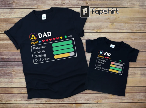 Gamer Father Son Matching Shirts, Zelda Theme, Matching Onsie, Custom Funny Dad Gift, Gift for Husband, New Father tshirt, Video Game Tee