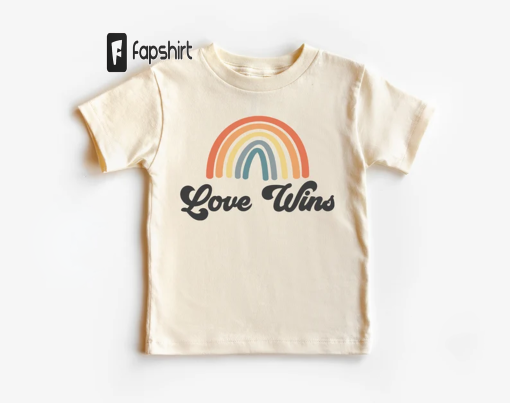 Love Wins Toddler Shirt – LGBTQ+ Rainbow Kids Shirt – Cute Pride Month Natural Kids Shirt