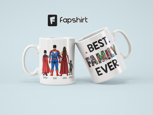 Best Family Ever Mugs, Personalized Father And Kids Coffee Mug, Father’s Day Gift, Birthday Gift For Dad, Custom Family Superhero Dad Mugs