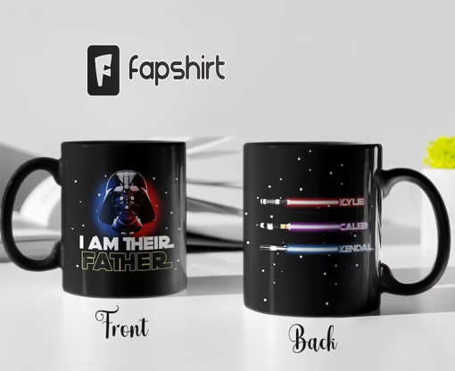 Best Dad Mugs, Personalized I Am Their Father Mug, Star Wars Father Mug, Fathers Day Gift, Dad Mug, Custom Dad Mug, Names Lightsabers Mug