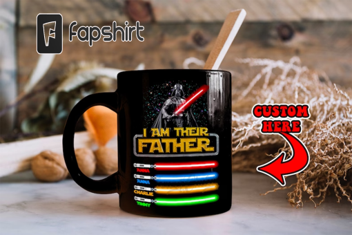 Personalized Darth Vader I Am Their Father Mug Father’s Day Gift | Names Lightsabers Mug | Star Wars Mug | Gift from Son & Daughter