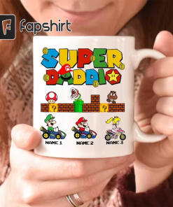 Personalized Super Daddio Mug, Custom Funny Gamer…