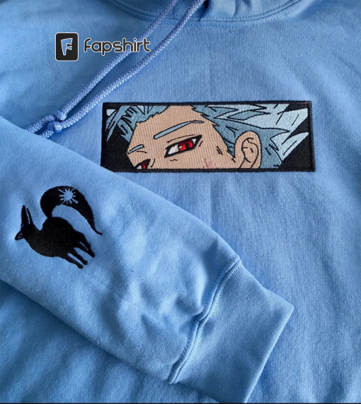 Embroidered Anime Hoodie (Adult Unisex) (Optional Fox Design On Sleeve)