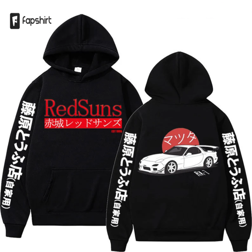 JDM Car Hoodie, Anime Japanese Initial D Hoodies Mazda RX7 Printed Hoodies Men Women Fashion Sweatshirt Tops Hoodie Pullover Streetwear