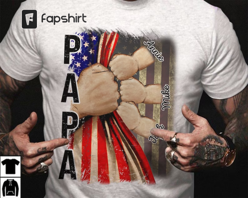 Personalized Papa Shirt, Fathers Day Gift, Fist Bump Shirt for Father, Gift for Grandpa, Shirt for Men, Fathers Day Shirt for Grandfather