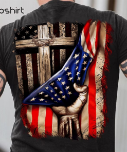 God Jesus Christ Behind American Flag Shirt,…