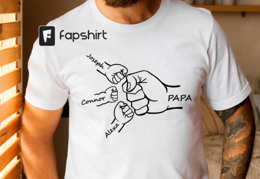 Custom Papa Shirt, Personalized Papa T Shirt, Custom Family Shirt, Kids Grab Papa Hands Custom Kid Names, Fathers Day Shirt, Kids Name Shirt