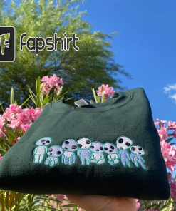 Kodama Family Embroidered Tshirt, Ghibli Style Streetwear…