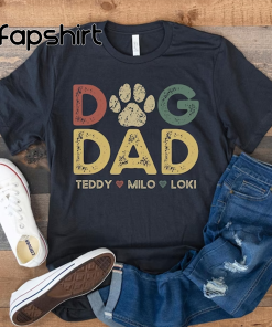 Dog Dad Shirt with Dog Names, Personalized…