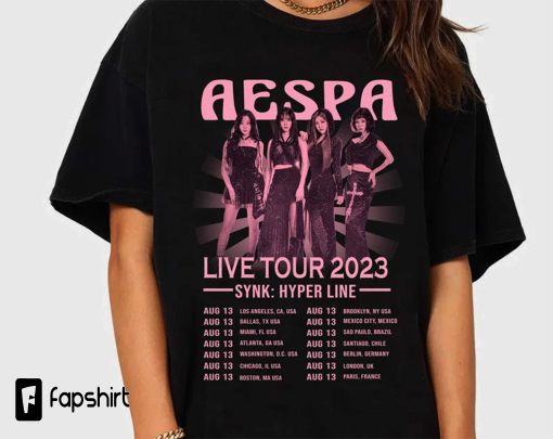 Retro Aespa Tour 2023 Shirt, Aespa Synk Hyper Line Tour Shirt, Aespa Tour 2023 Shirt, Aespa Ningning, Karina, Giselle, Winter