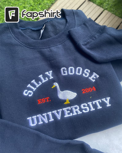 Silly Goose University Embroidered Sweatshirt, Silly Goose Sweatshirt, Embroidered Gift, Funny Clothing, Gifts, Vintage Clothing