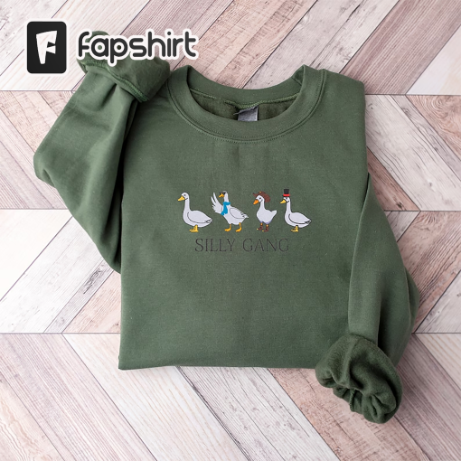 Silly Gang Embroidered Sweatshirt, Silly Goose Sweatshirt, Silly Goose on The Loose , Embroidered Gift