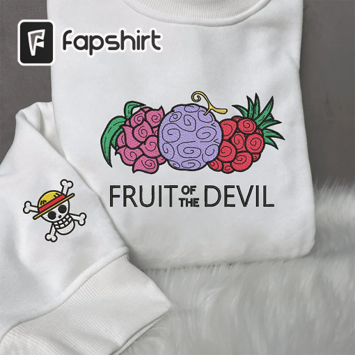 Fruit Of The Devil One Piece Embroidered Shirt, Embroidery Anime, Anime Fan Gift, Embroidered Anime Sweatshirt, Anime Clothing, Luffy Shirt