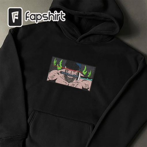 Embroidered King Of Hell Zoro, Embroidered One Piece Sweatshirt, Embroidered Crewneck Roronoa Zoro, Anime Shirts, Anime Gifts, Anime Fan