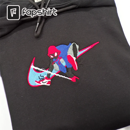 Embroidered Miles Morales Spider-man Sweatshirt Crewneck / Marvel Spider-Man into the spider-verse Hoodi