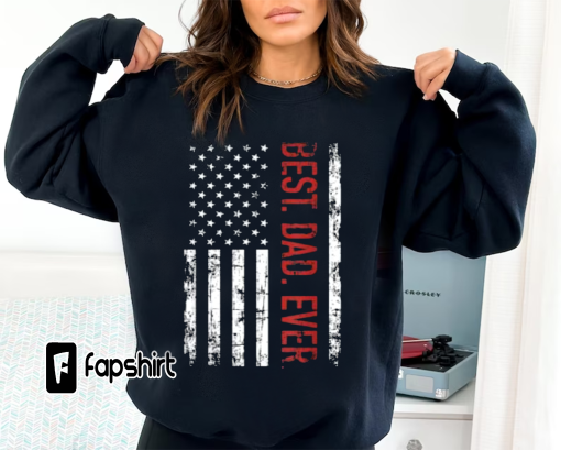 Best dad ever US american flag gift for father’s day Short Sleeve T-Shirt