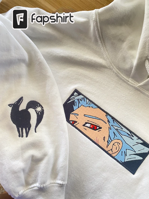 Embroidered Anime Hoodie (Adult Unisex) (Optional Fox Design On Sleeve)