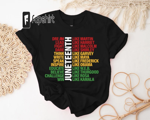 Juneteenth Shirt, Dream Like Martin T-Shirt, Fight Like Malcolm Outfits, Juneteenth Party T-Shirts, Black History Outfits, Black Owned Tee.