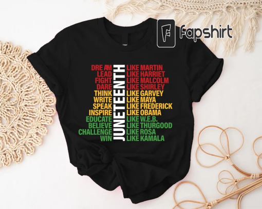 Juneteenth Shirt, Dream Like Martin T-Shirt, Fight Like Malcolm Outfits, Juneteenth Party T-Shirts, Black History Outfits, Black Owned Tee.