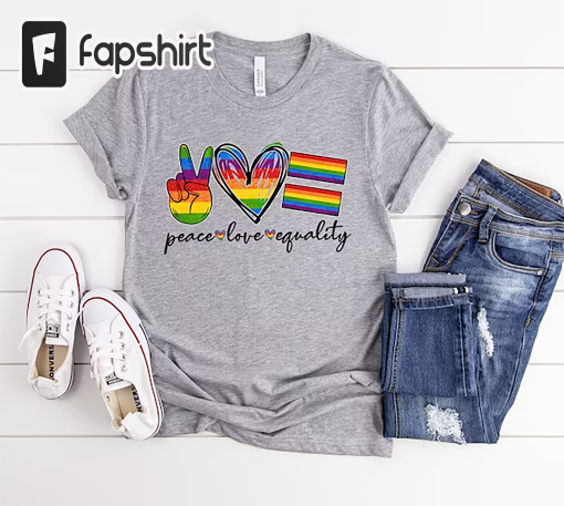 Peace Love Equality Shirt, Rainbow Flag Shirt, Gay Pride Shirt, Pride Month Shirt, Gay Rights Shirt, Gay Rainbow Shirt, Pride Shirt