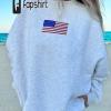 USA Embroidered Crewneck Sweatshirt, 4th of July Shirt Women, American Flag Embroidery, Red White and Blue Shirt, Minimal Embroidered Shirt