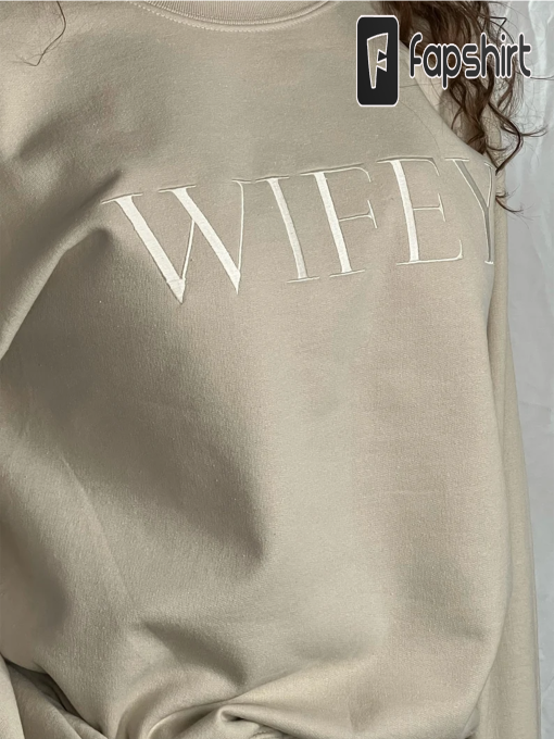 WIFEY Embroidered Sweatshirt, Tone on Tone, Honeymoon & Bridal Gift, Matching couble embroidered sweatshirt, hoodie