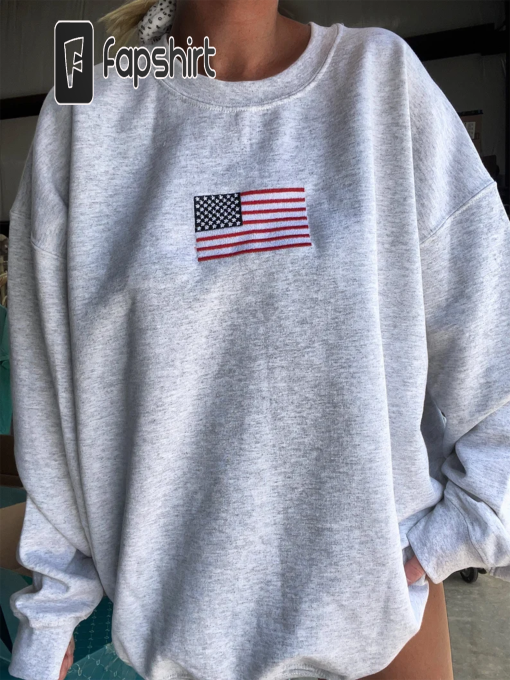 Vintage Embroider American Flag Sweatshirt