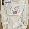 USA Embroidered Crewneck Sweatshirt, 4th of July Shirt Women, American Flag Embroidery, Red White and Blue Shirt, Minimal Embroidered Shirt