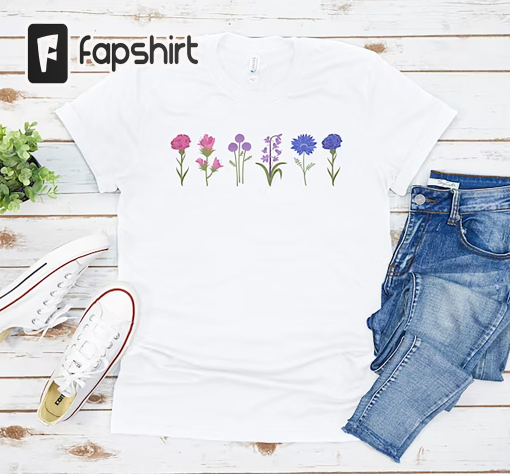 Bi Pride Shirt, Bisexual Wildflower Pride Tee, Subtle Bisexual Flag Tshirt, Flower LGBTQ Outfit, Queer Bi Pride Month